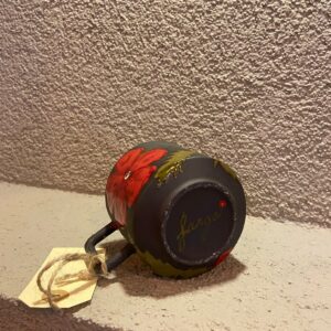 Kırmızı Çiçek Desenli El Yapımı Seramik Kupa