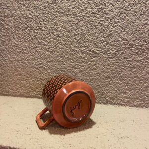 Turuncu Desenli El Yapımı Seramik Kupa