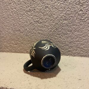 Siyah Dalga Desenli El Yapımı Seramik Fincan