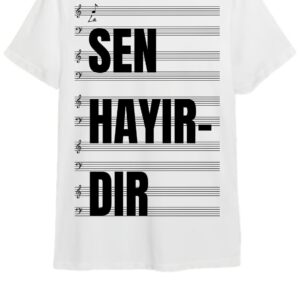 "La Sen Hayırdır" Baskılı Beyaz Tişört